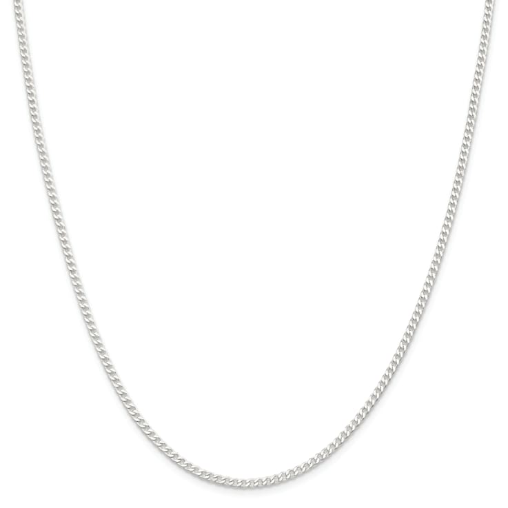 Sterling Silver 2.3mm Beveled Curb Chain Necklace