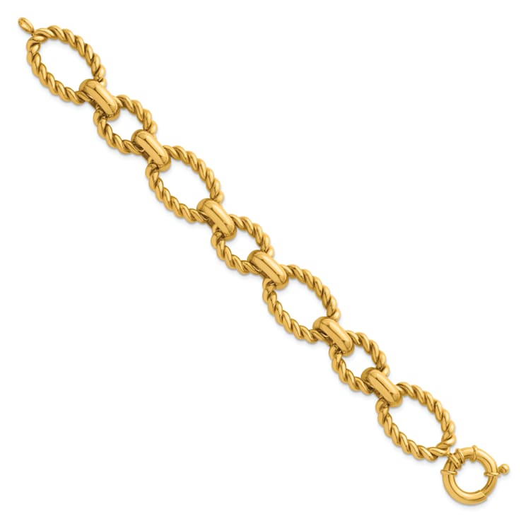 14K Yellow Gold Mixed Twisted Link 8-inch Bracelet