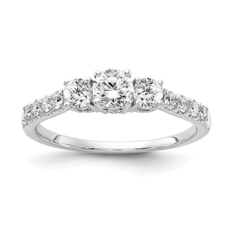 Rhodium Over 14K White Gold Lab-Grown Diamond SI1/SI2, G H I, 3-Stone
Engagement Ring