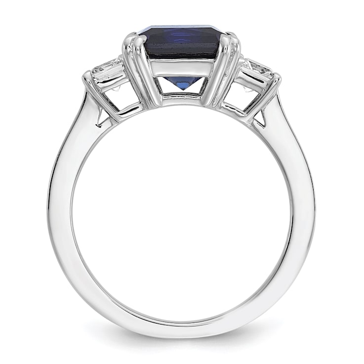 Rhodium Over Sterling Silver Polished Fancy Blue and White Cubic
Zirconia Ring