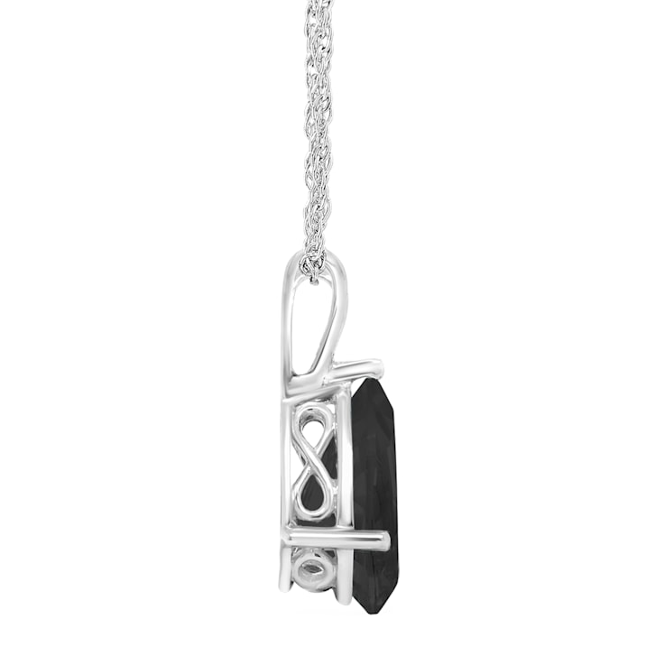 12x8mm Pear Shape Black Onyx Rhodium Over Sterling Silver Pendant With Chain