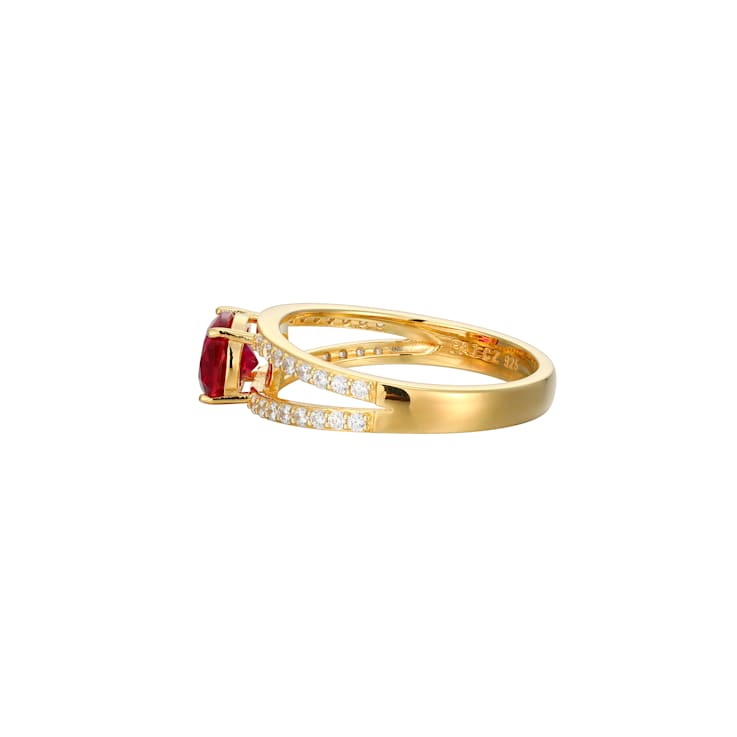 Lab Created Ruby And White Cubic Zirconia 18K Gold Over Sterling Silver
Ring 1.72ctwctw