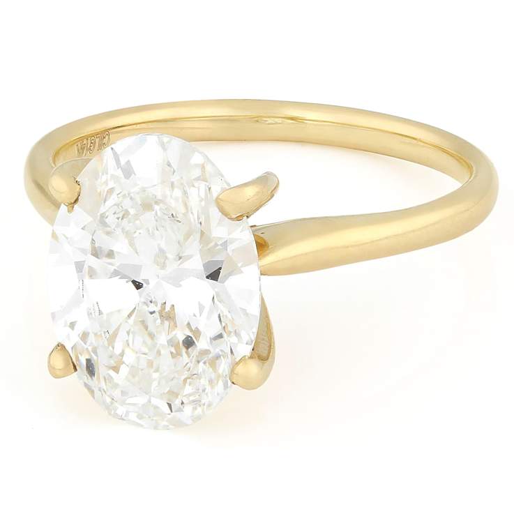 Lab-Grown Diamond Oval Solitaire Ring In 14K Gold 4.00ct