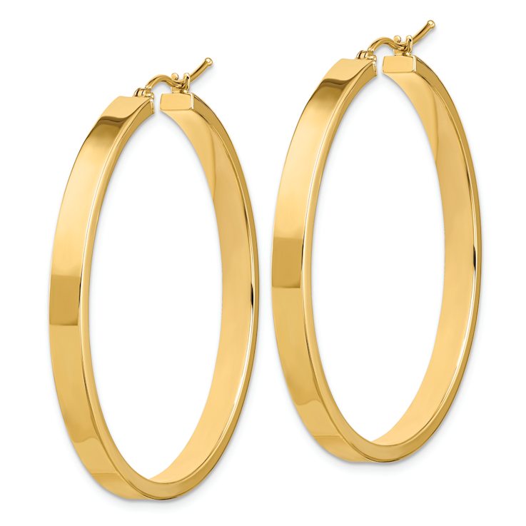 14k Yellow Gold 1 3/4" Polished Hoop Earrings