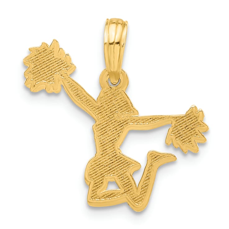 14k Yellow Gold Polished Cheerleader Pendant