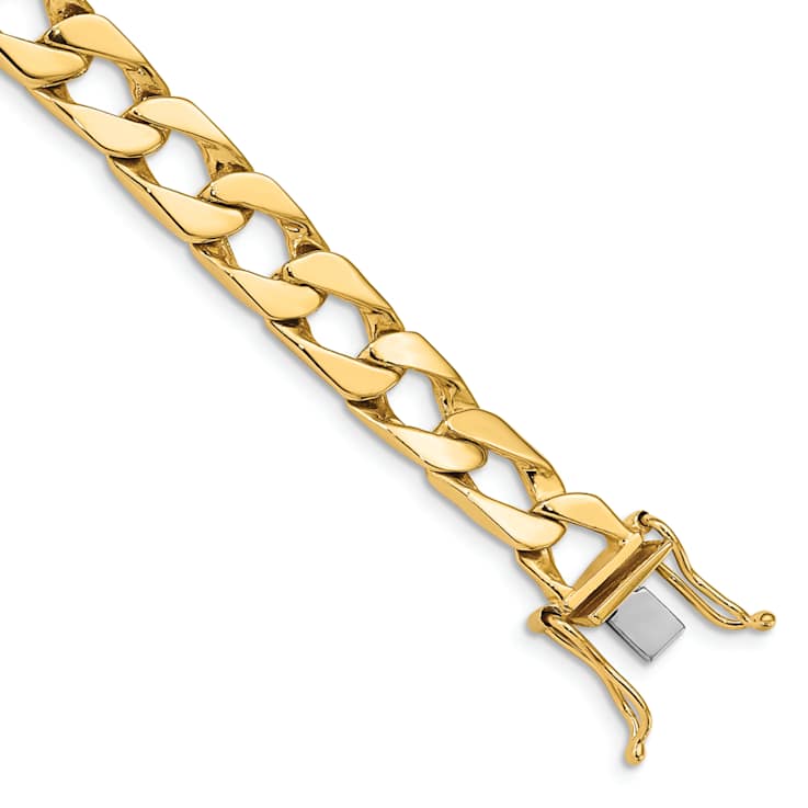 10k Yellow Gold and 10k White Gold 7.9mm Hand-polished Fancy Curb Link Bracelet
