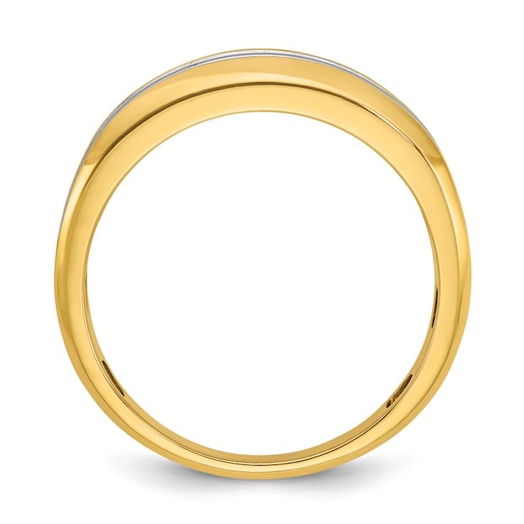 10K Two-tone Yellow Gold with White Rhodium Men's Polished Two-Row
Diamond Ring 0.73ctw