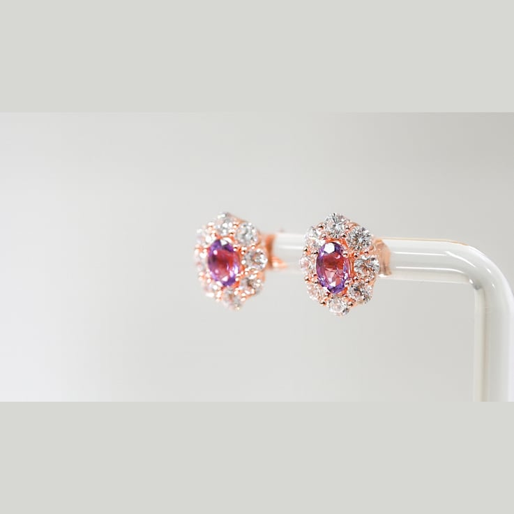 Amethyst and CZ 0.95 Ctw Round 18K Rose Gold Over Sterling Silver Center
Design Earrings Jewelry