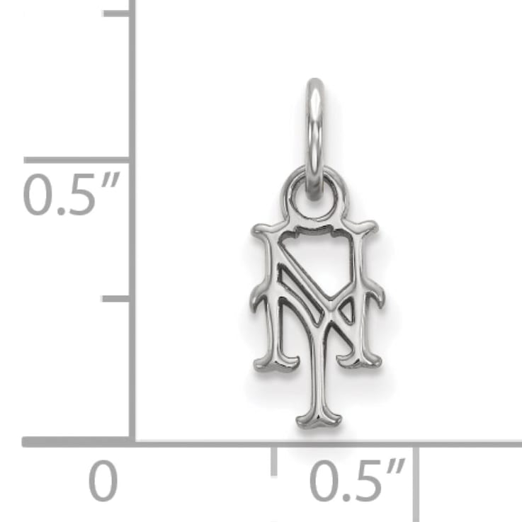 Rhodium Over Sterling Silver MLB New York Mets LogoArt Pendant