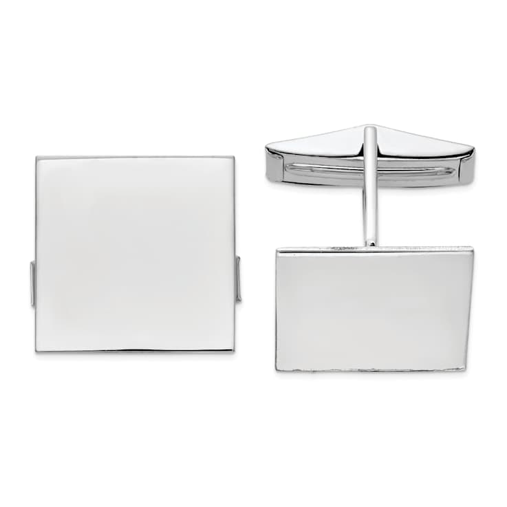 Rhodium Over 14K White Gold Men's Square Cuff Links