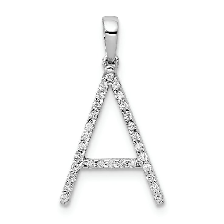 Rhodium Over 14K White Gold Diamond Letter A Initial Pendant