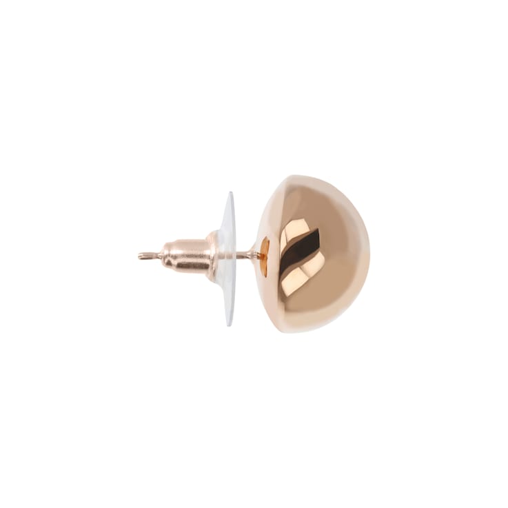 18K Rose Gold Over Sterling Silver Shiny Semi-Round 14mm Stud Earrings
with Secure Click Backs