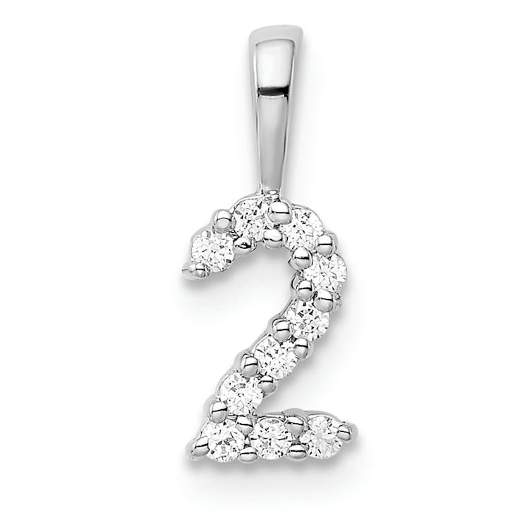 Rhodium Over 14k White Gold Diamond Number 2 Pendant