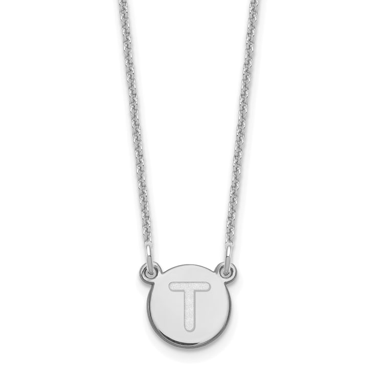 Rhodium Over 14k White Gold Tiny Circle Block Letter T Initial Pendant
Cable Link 18 Inch Necklace