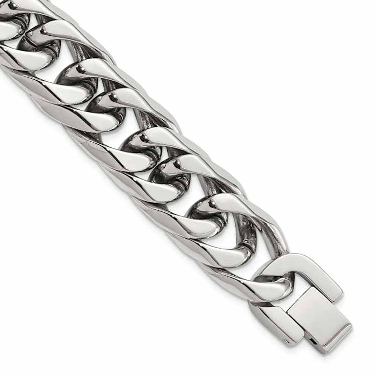 Stainless Steel 16mm Polished Heavy Curb Link Bracelet