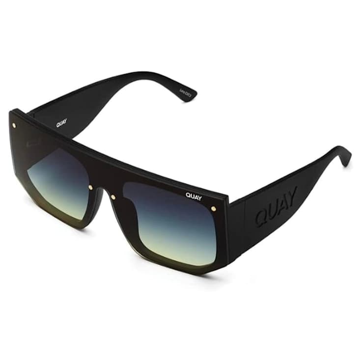 QUAY "FULLY BOOKED" Black Shield Frame / Smoke Green Lenses Sunglasses