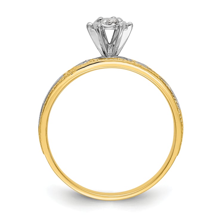 14K Yellow Gold AA Quality Engagement Ring 0.09ctw