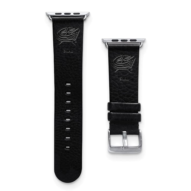 Gametime NHL Columbus Blue Jackets Black Leather Apple Watch Band
(42/44mm S/M). Watch not included.