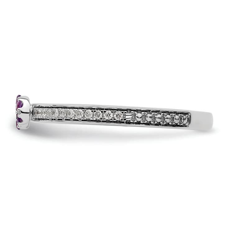 14K White Gold Stackable Expressions Amethyst and Diamond Ring 0.075ctw