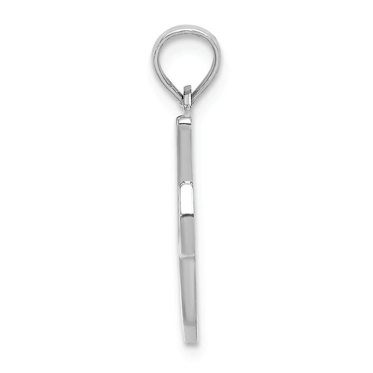 Rhodium Over 14k White Gold Polished Script Letter I Initial Pendant