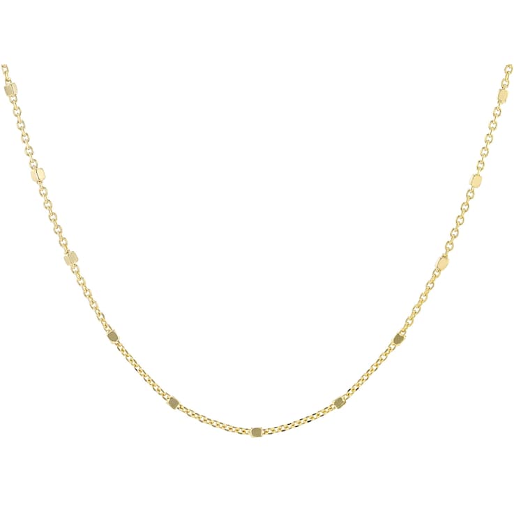 Square Bead Station Necklace In 18K Gold Over Sterling Silver