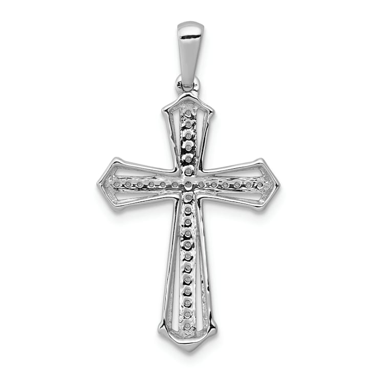 Rhodium Over 14k White Gold Diamond Passion Cross Pendant