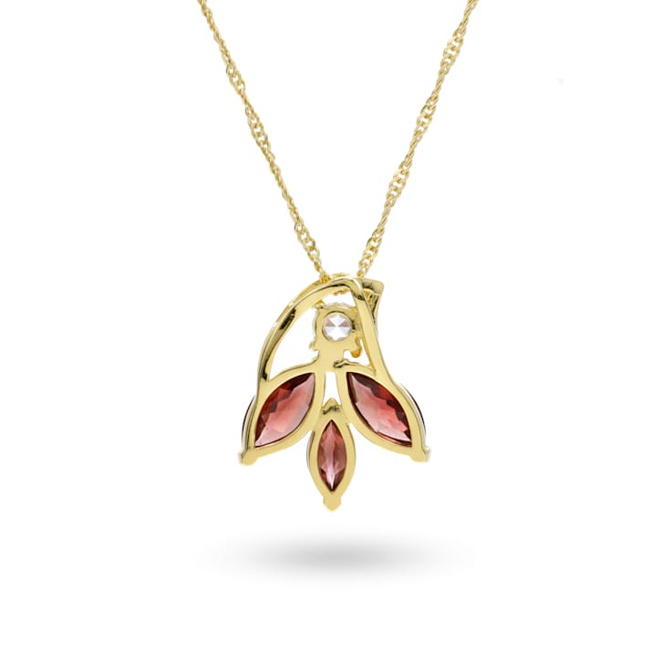 Marquise Shape Red Garnet 14K Yellow Gold Over Sterling Silver Pendant
with Chain