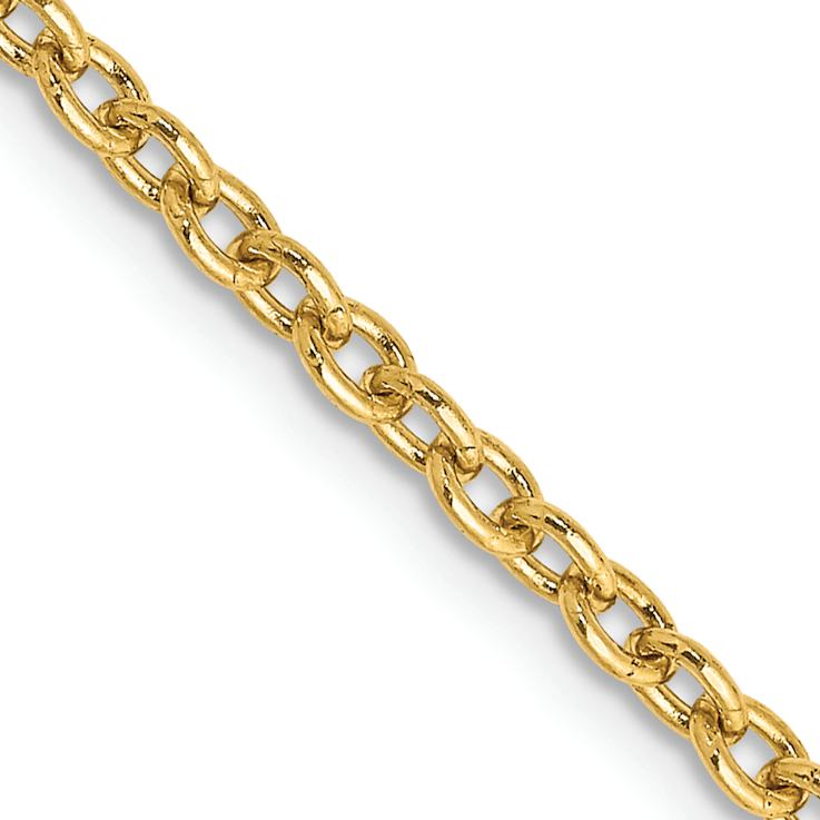 14k Yellow Gold 2.4mm Solid Round Open Link Cable 24 Inch Chain