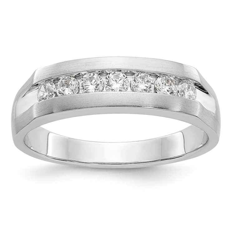 Rhodium Over 14K White Gold Lab Grown Diamond SI1/SI2, G H I, Men's Band