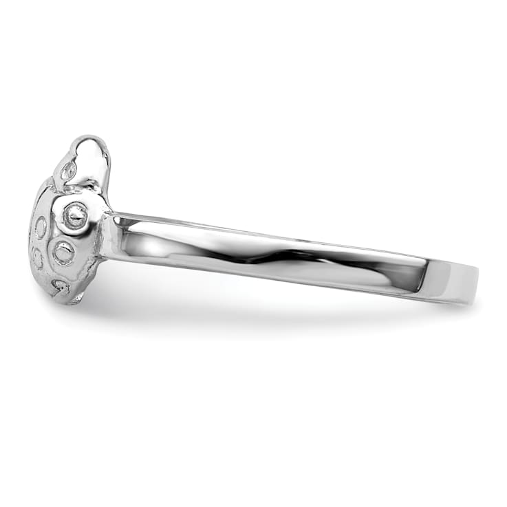 Rhodium Over Sterling Silver Polished Ladybug Children's Ring
