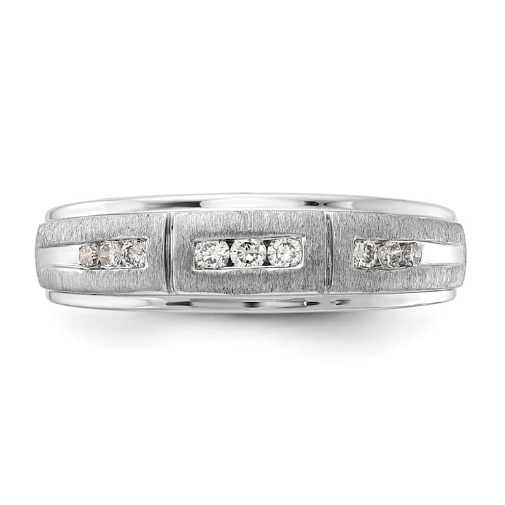 Rhodium Over 10K White Gold Lab Grown Diamond Men's Ring