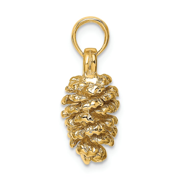 14k Yellow Gold 3D Textured Pinecone Charm