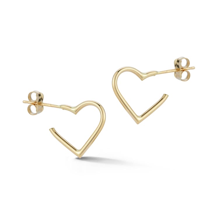Bellissima Gold 14K Yellow Gold Heart Shaped Small Hoop Earrings