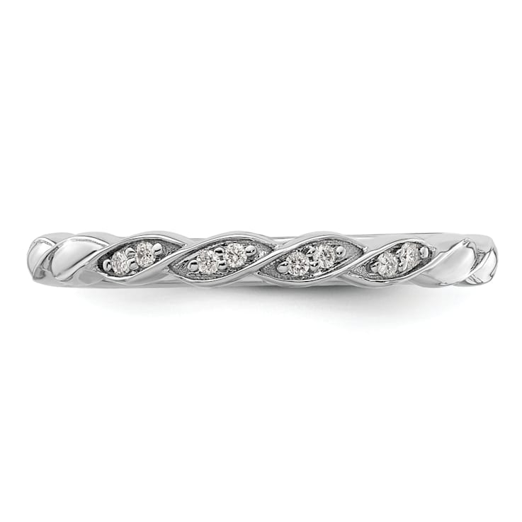 14K White Gold Stackable Expressions Diamond Twist Ring 0.04ctw