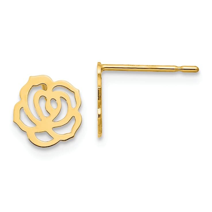 14k Yellow Gold Children's 8mm Flower stud Earrings