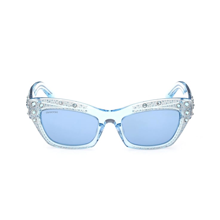 Swarovski Shiny Blue with Crystal Accent Frames/ Blue Lens Sunglasses