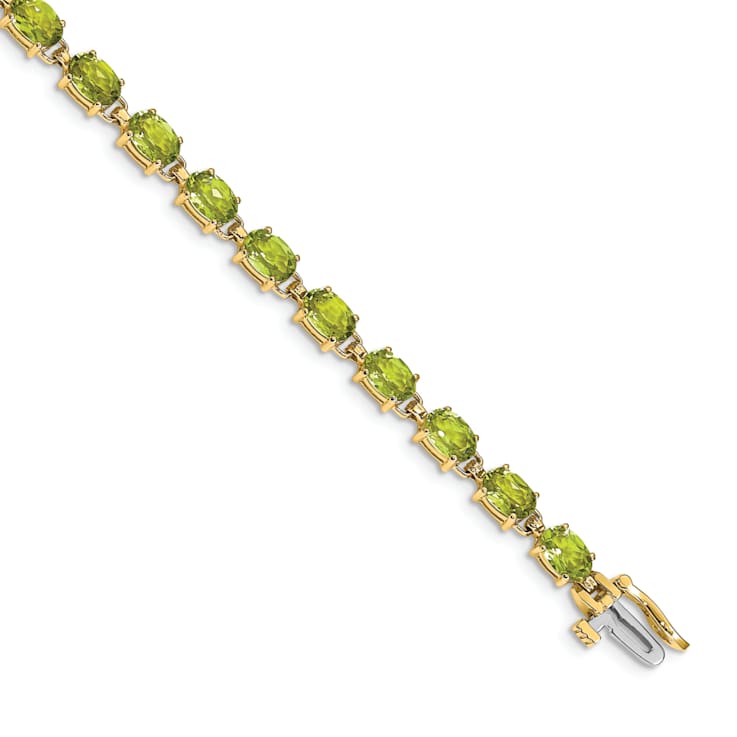 14K Two-tone Gold 6x4mm Oval Peridot Bracelet