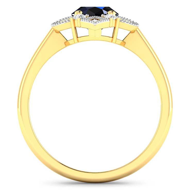 1.5ctw Blue Sapphire and Diamond 14K Yellow Gold Halo Ring