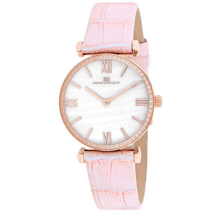 Oceanaut Women's Harmony White Dial, Pink Leather Strap Watch