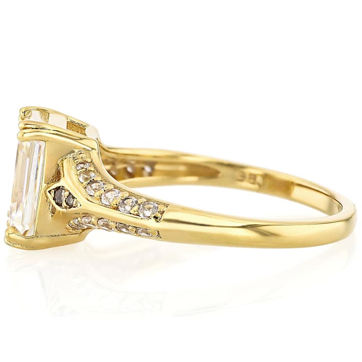 Diamond Simulant, Champagne Diamond And White Zircon Ring In 18K Gold
Over Sterling Silver 3.91ctw
