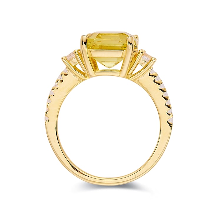 Asscher Cut Lab Created Yellow Sapphire with White Topaz 18K Yellow Gold
Over Sterling Silver Ring