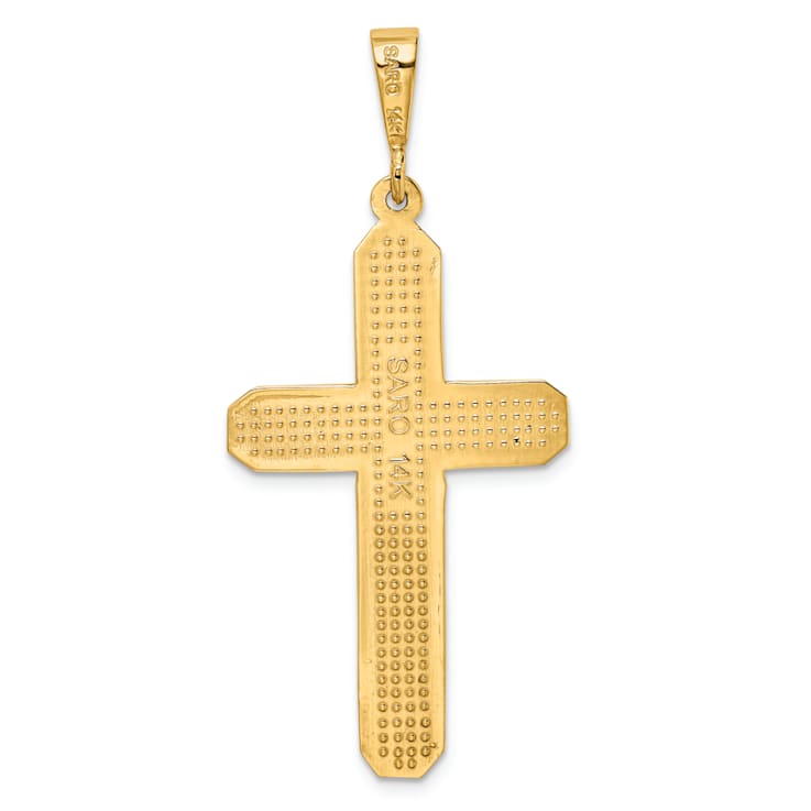14k Yellow Gold Textured Cross Pendant