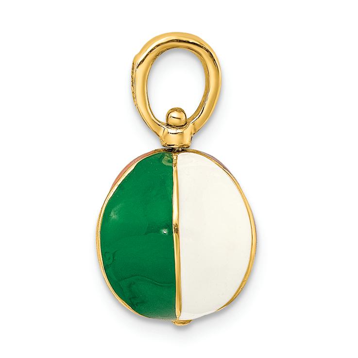 14k Yellow Gold 3D Multi Color Enamel Beach Ball Charm
