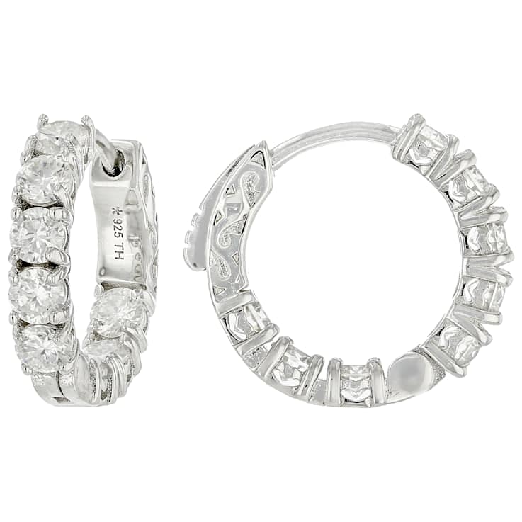 Moissanite Inside-Out Hoop Earrings In PlatInum-Enhanced Sterling Silver
