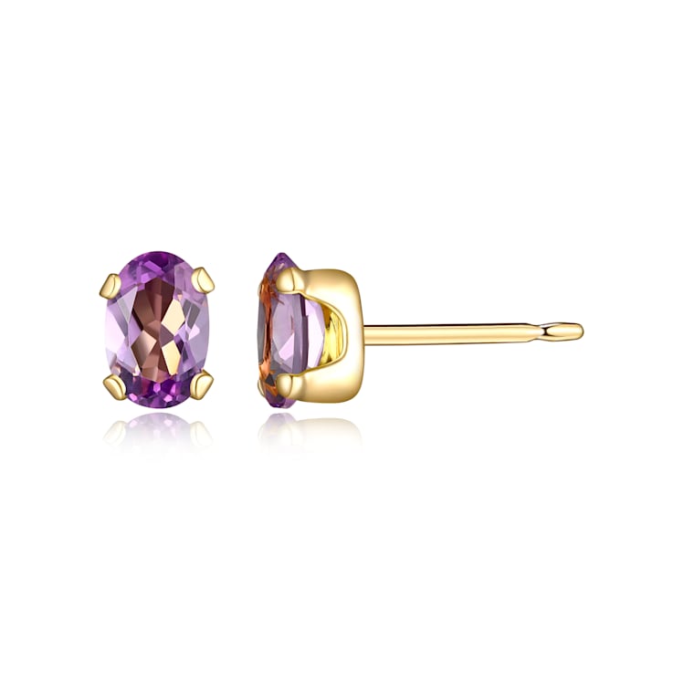 Multi-Color Multi-Gemstone 18k Yellow Gold Over Sterling Silver Earring Set