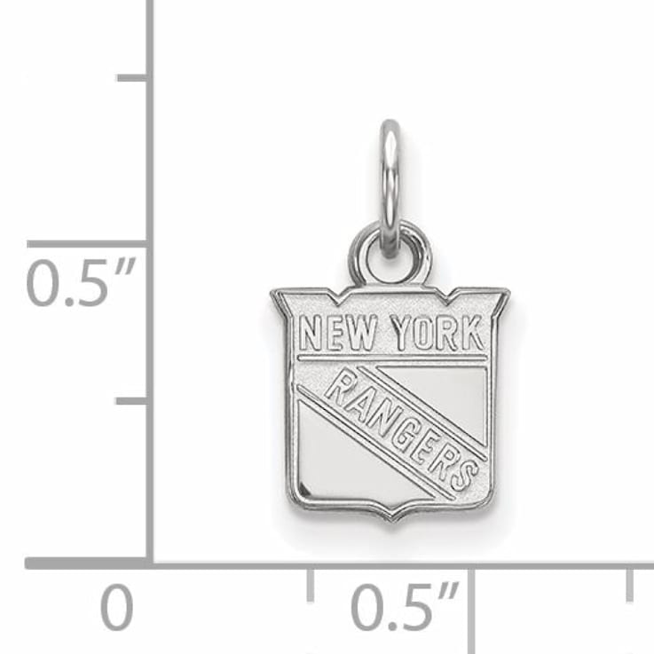 Rhodium Over Sterling Silver NHL LogoArt New York Rangers Extra Small Pendant