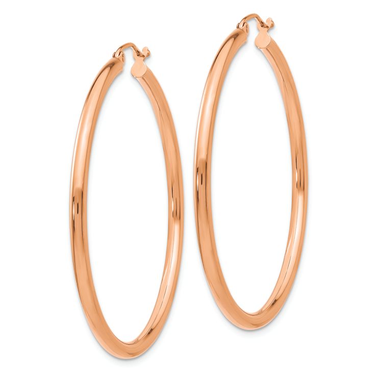 14k Rose Gold 1 3/4" Polished Tube Hoop Earrings