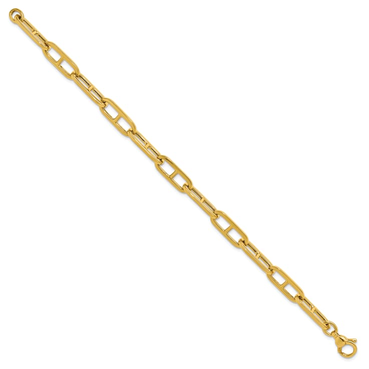 14K Yellow Gold 6.6mm Anchor Link 7.5 Inch Bracelet