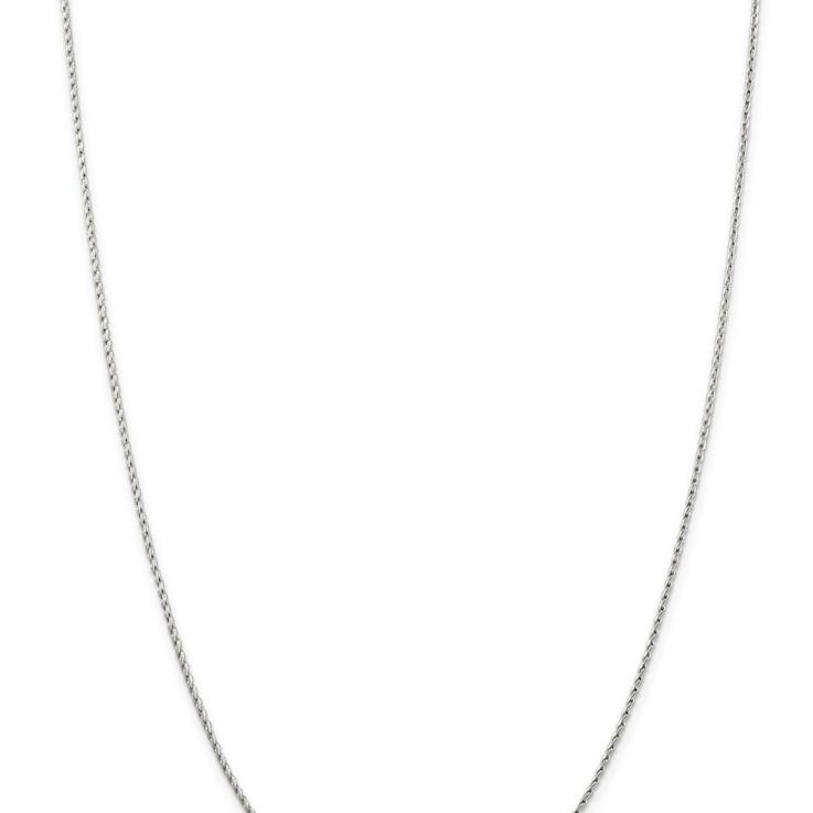 Rhodium Over 14k White Gold 1.25mm Solid Round Parisian Wheat 18 Inch Chain