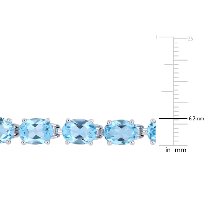 28.50ctw Oval-Cut Sky-Blue Topaz Tennis Bracelet in Rhodium Over
Sterling Silver